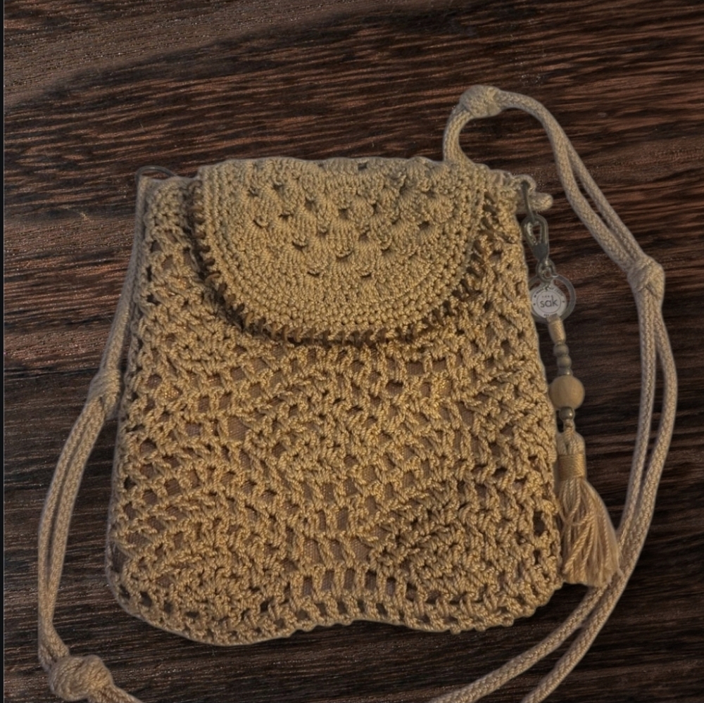 Sak Crossbody Handcrafted Macrame Crochet Bag, Charm, Bohemian-style Boho-chic